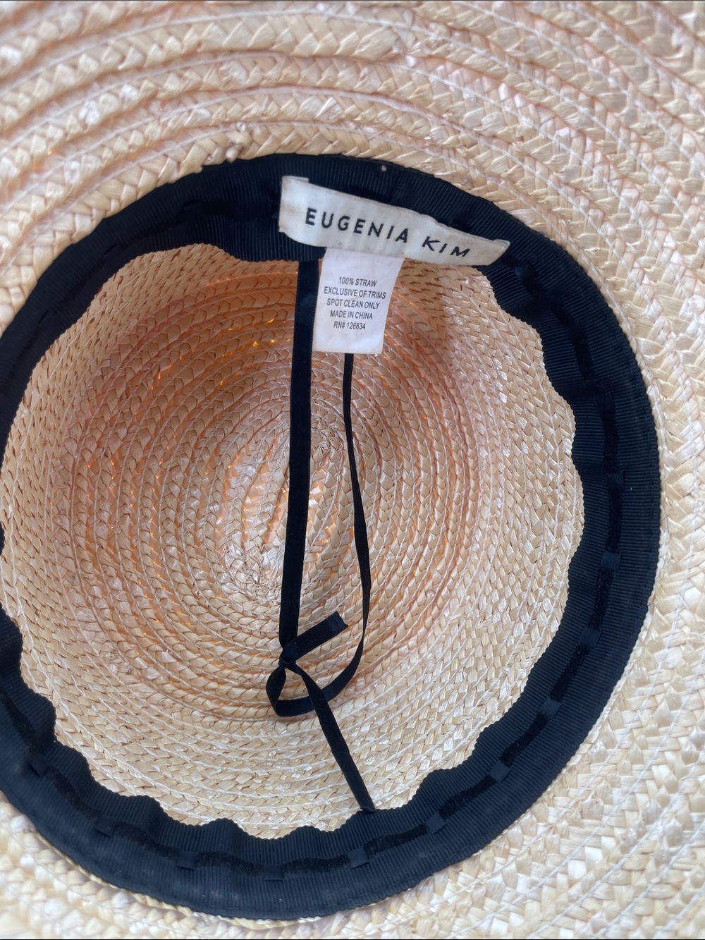 Eugenia Kim Straw Hat Beach Sun Sunhat Ribbon Tie Adjustable - Picture 9 of 12
